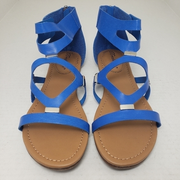 Breckelles Blue Open Toe Slip-On Zip Sandals Sz 8 - Picture 7 of 10